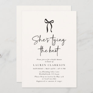 Whimsical Bow, Script Font Modern Tying the Knot  Invitation