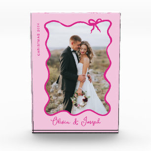 Whimsical Bow Wavy Pink Photo Frame
