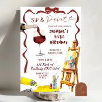 Whimsical Bow Wine Sip and Paint Birthday