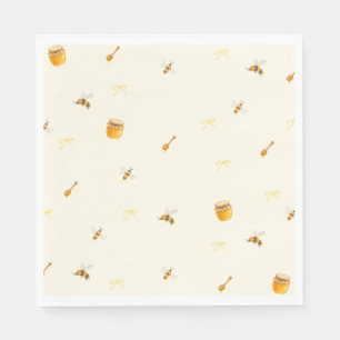 Whimsical Bow Yellow Honey Bee Baby Shower Napkin