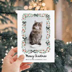 Whimsical Bows   Cute Meowy Christmas from the Cat Holiday Card