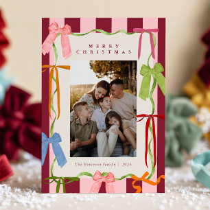 Whimsical Bows Modern Holiday Card