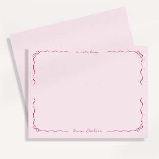 Whimsical Bows Pink Border Note Card