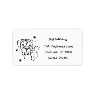 Whimsical Boxer: Editable Text Line Art Label