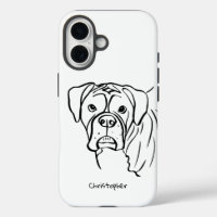 Whimsical Boxer: Editable Text Line Art Phone Cas