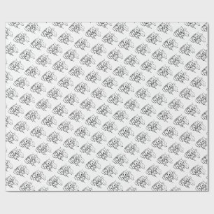 Whimsical Boxer: Editable Text Line Art Wrapping Paper