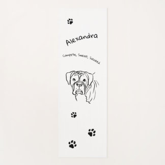 Whimsical Boxer: Editable Text Line Art Yoga Mat