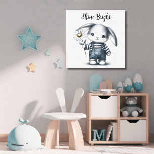 Whimsical Boy Bunny Motivational Canvas Print