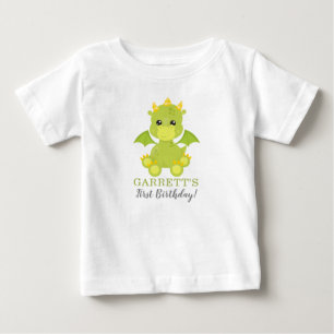 Whimsical Boy Dragon First Birthday Baby T-Shirt