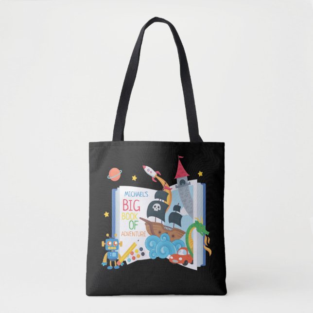 Whimsical Boy Library Book Tote (Front)