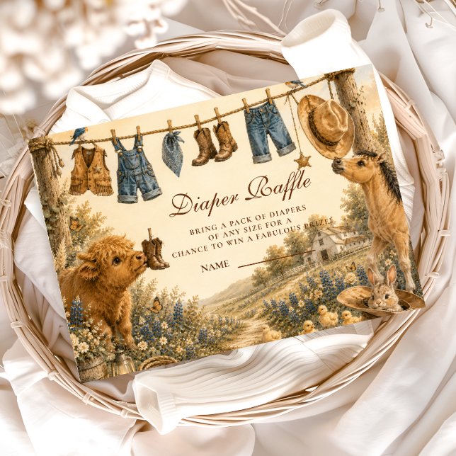 Whimsical Boy Western Boho Diaper Raffle Enclosure Card (Creator Uploaded)