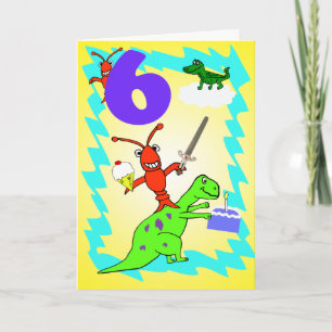 Whimsical Boy's 6th Birthday Card