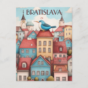 Whimsical Bratislava Travel Postcard