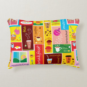Whimsical Breakfast Pattern Decorative Cushion