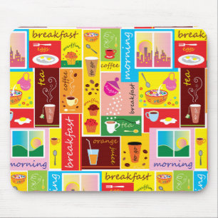 Whimsical Breakfast Pattern Mouse Mat