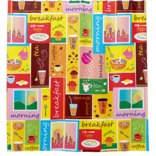 Whimsical Breakfast Pattern Shower Curtain