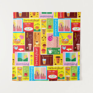 Whimsical Breakfast Pattern Tapestry