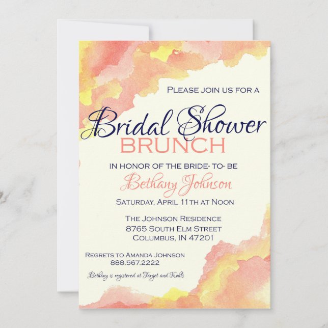 Whimsical Bridal Shower Brunch Invitation (Front)