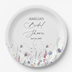 Whimsical Bridal Shower Paper Napkins, Purple Paper Plate