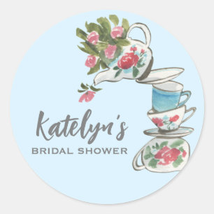 Whimsical Bridal Shower Tea Party   Classic Round Sticker