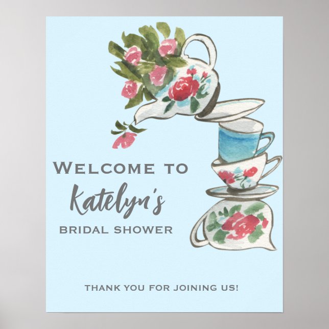 Whimsical Bridal Tea Welcome Sign (Front)