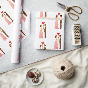 Whimsical Bride and Groom in Love Wedding Wrapping Paper