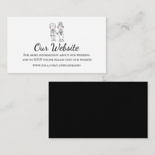 Whimsical Bride Groom Black White Wedding Website Enclosure Card