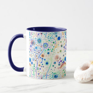 Whimsical Bright Colorful Trees Blue Mug