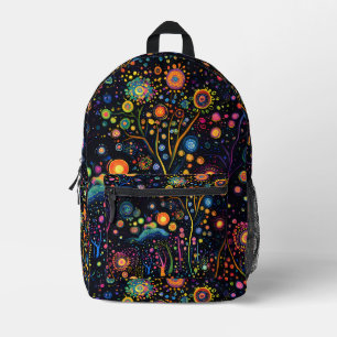 Whimsical Bright Colourful Trees Printed Backpack