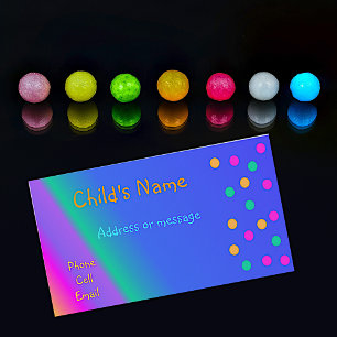 Whimsical Bright Colours Children's Calling Card