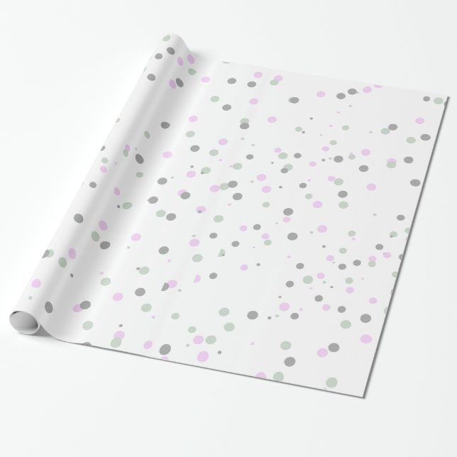 Whimsical Bright Red Snowfall Dots Holiday Wrapping Paper (Unrolled)