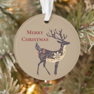 Whimsical Brown Deer Christmas Ornament