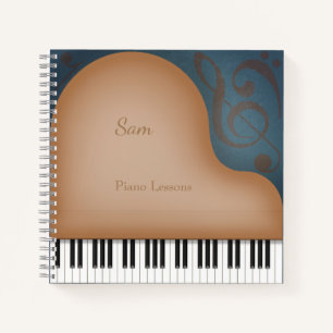 Whimsical Brown Grand Piano Personalised Musicial Notebook