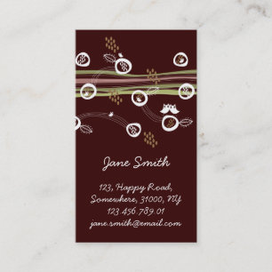 Whimsical Brown Retro Owls Family Nest And Stripes Business Card