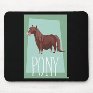 Whimsical Brown Shetland Pony On Green Retro Backd Mouse Mat