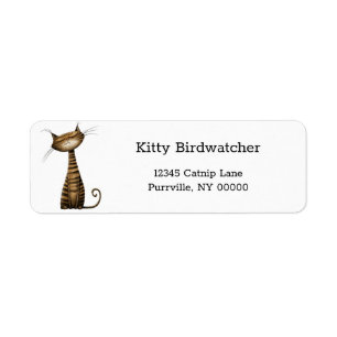 Whimsical Brown Tabby Cat  Return Address