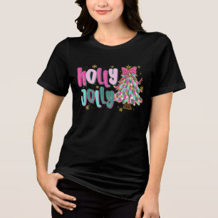 whimsical brushstroke Christmas tree - Holly Jolly Tri-Blend Shirt