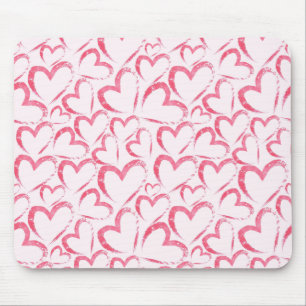 Whimsical Brushstroke Hearts Mouse Mat