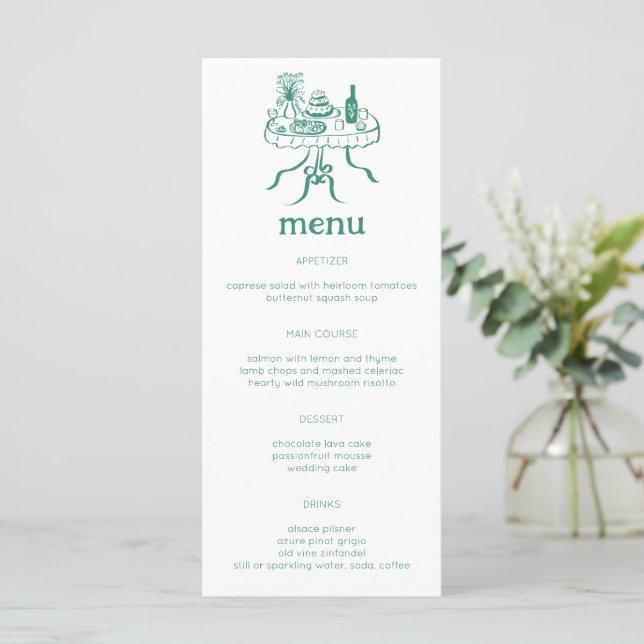 Whimsical Buffet Table Doodle Sketch Modern CUSTOM Menu (Standing Front)