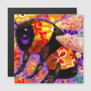 Whimsical Bumble Bee Floral Red Yellow Magnet