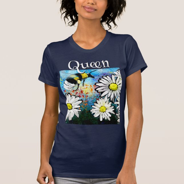 Whimsical Bumble Bee in Daisies Personalised T-Shirt (Front)