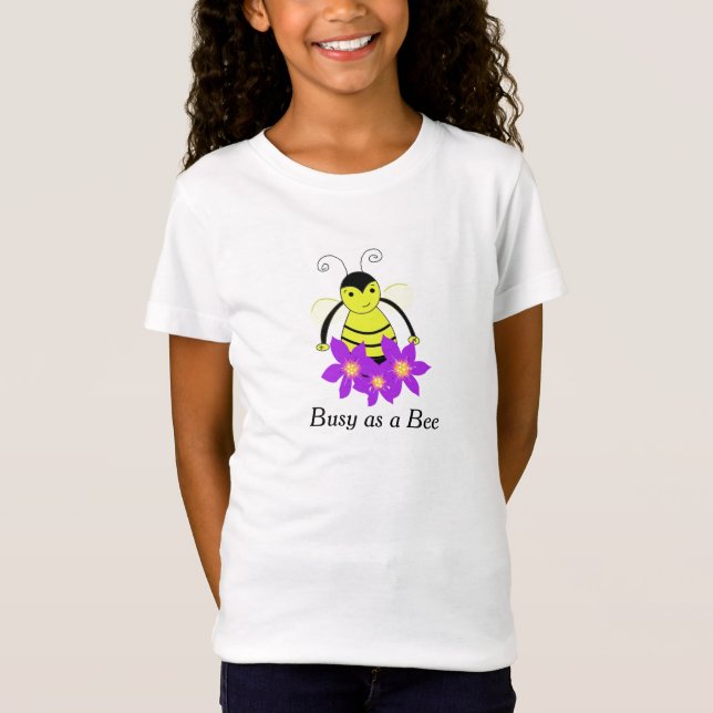 Whimsical Bumble Bee with Flowers T-Shirt (Front)