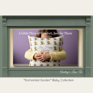 Whimsical Bumblebee & Wildflowers "Bee Happy" Cushion