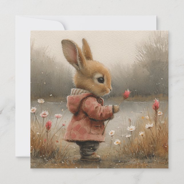 Whimsical Bunnies: Joyful Greetings 🐇Digital Holiday Card (Front)