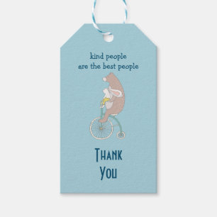 Whimsical Bunny and Bear Kind People Thank You Gift Tags