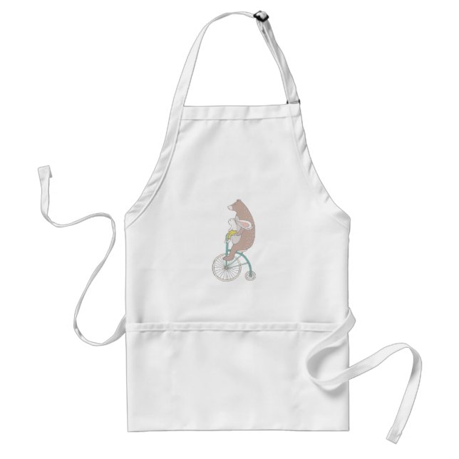 Whimsical Bunny and Bear Riding a Bike Standard Apron (Front)