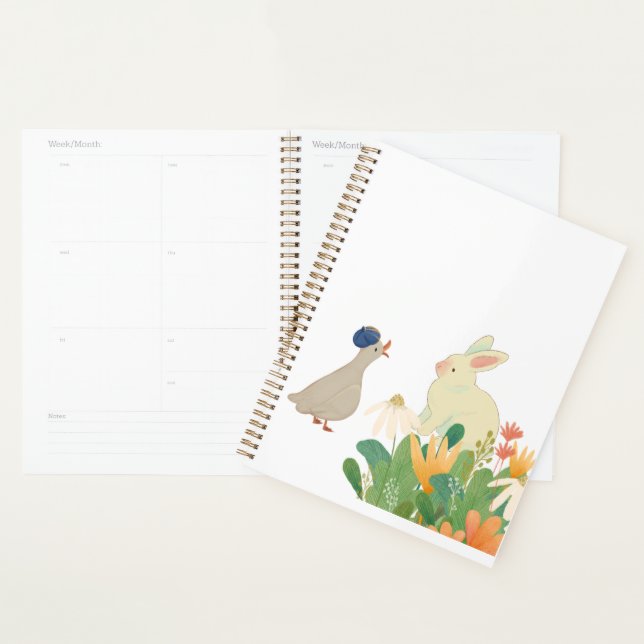 Whimsical Bunny & Bird in Bloom – Cute Spring Fore Planner (Display)