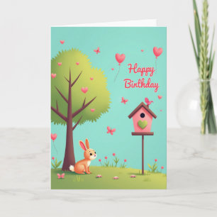 Whimsical Bunny Birthday Card
