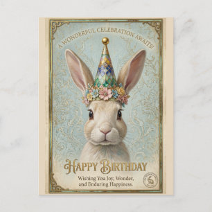 Whimsical Bunny Birthday Elegance Holiday Postcard