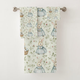 Whimsical Bunny Bliss Easter  Bath Towel Set